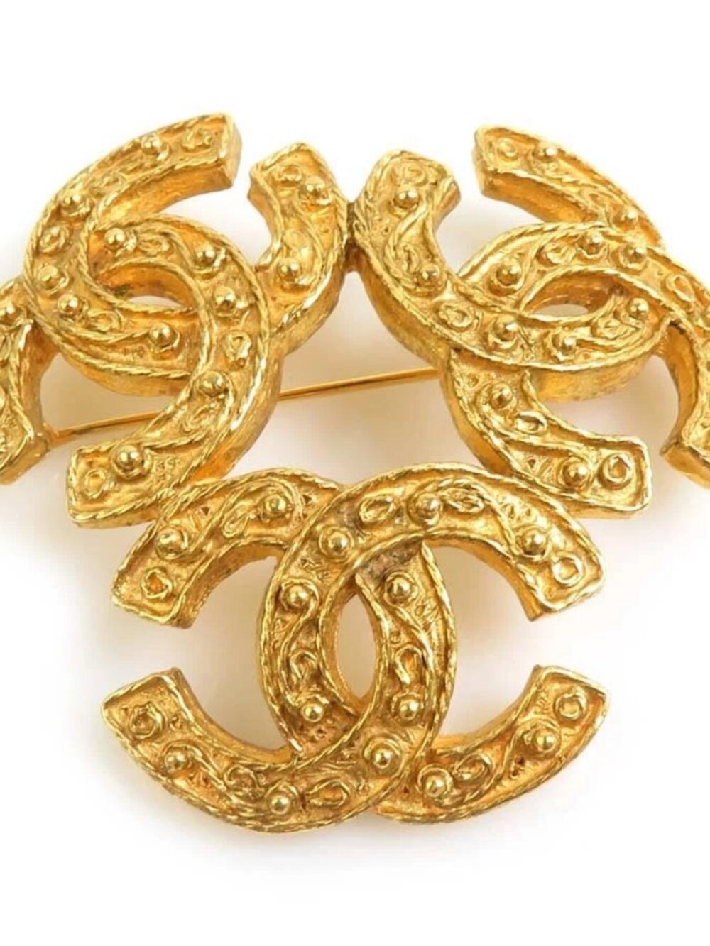 CHANEL Vintage CC Logo Brooch Gold Metal -